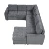 U-Shaped Sofa Sectional Sofa Pull-Out Sofa Bed With A Storage Chaise Lounge, Charging Devices For Living Room - Gray - Image 23