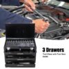 20'' Portable 3 Drawer Steel Toolbox, 4 Layers Of Tools With Metal Latches, With Top Storage Tray And Carrying Handle, Multi Function Tool Storage For Garage, Home, Or Workbench - Black - Image 12