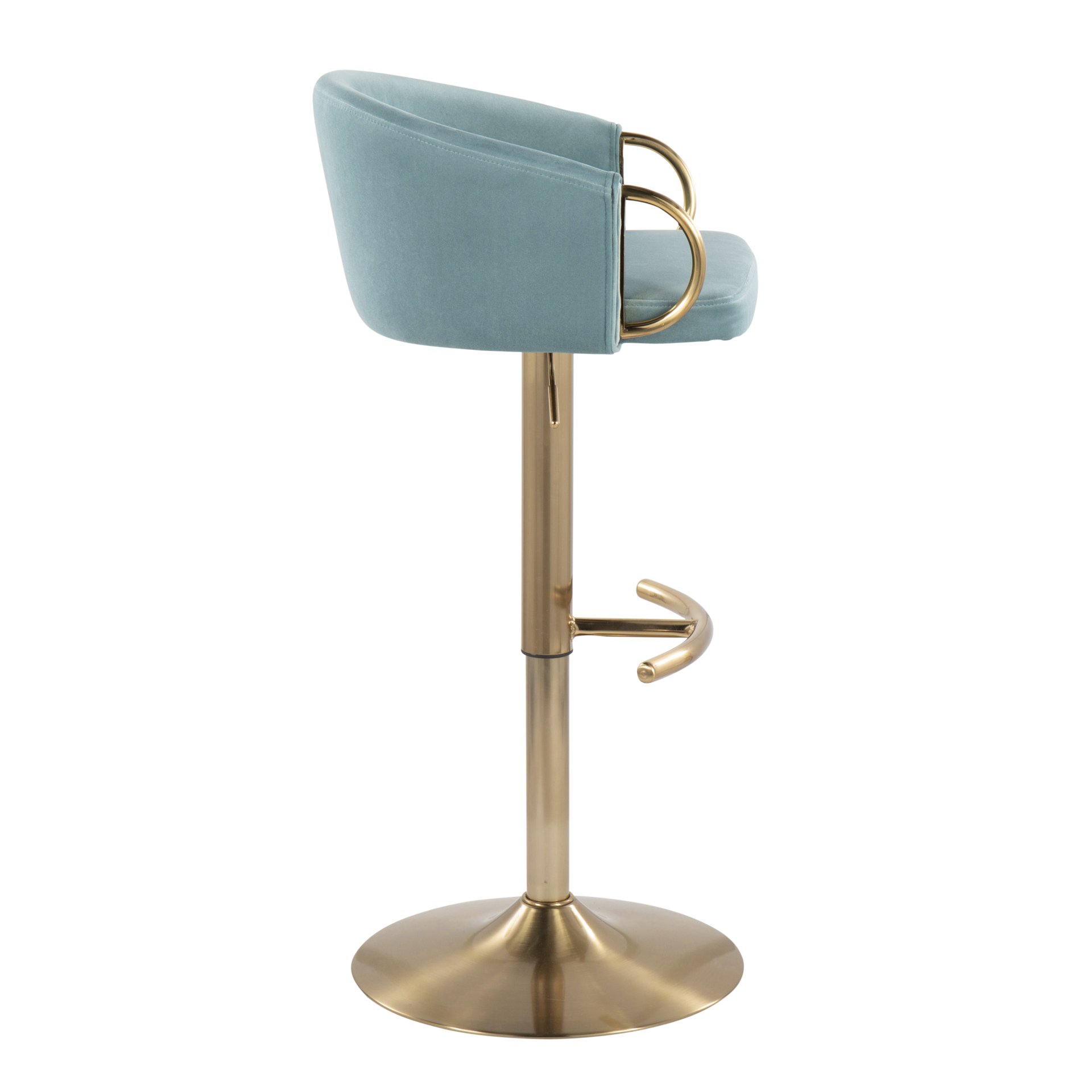 Claire - Contemporary / Glam Adjustable Bar Stool (Set of 2) - Gold / Light Blue - Image 3