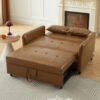 Convertible Sleeper Bed, Adjustable Oversized Armchair With 3 USB Ports For Small Space - Brown - Image 13