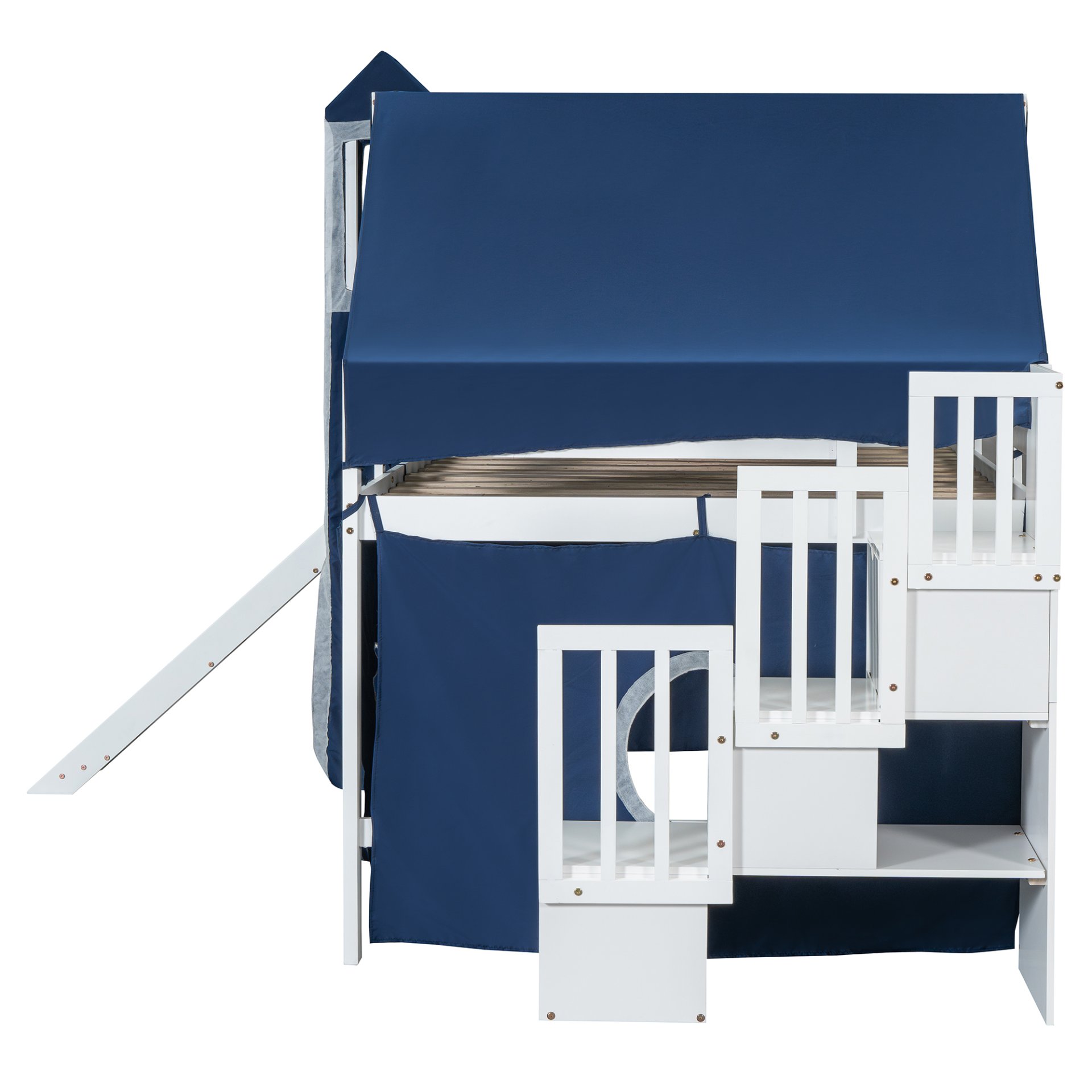 Full Size Loft Bed With Tent And Tower - Blue - Image 12