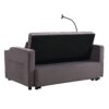 Modern Velvet Loveseat Futon Sofa W / Pullout Bed, Adjustable Reclining Backrest, Toss Pillows - Dark Gray - Image 20