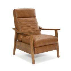 Asher - Modern Style Wood Arm Push Back Recliner - Brown