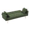 Elegant Teddy Fleece Sofa Bed With 2 Charming Throw Pillows Metal Legs - Green - Image 6