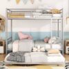 Full Over Full Metal Bunk Bed With Trundle - Silver - Image 15