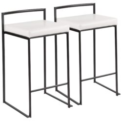 Fuji - Contemporary, Stackable Counter Stool (Set of 2) - Black / White