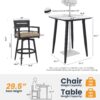 5 Pieces Outdoor Patio Bar Set, Rounded Square Table & 4 Swivel Bar Chairs - Ember Black / Linen Sesame - Image 3