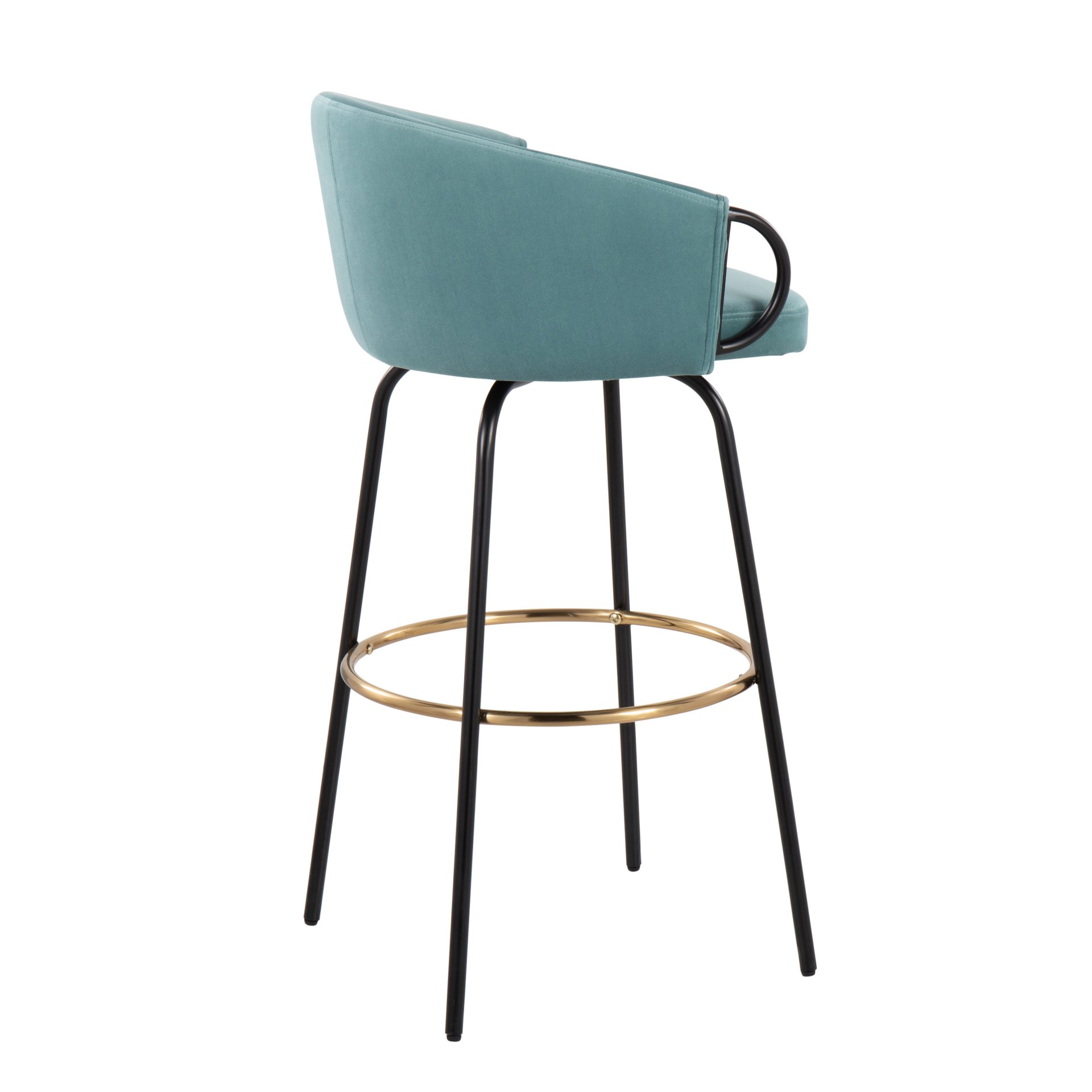 Claire - Contemporary / Glam Barstool With Footrest (Set of 2) - Black / Light Blue - Image 4