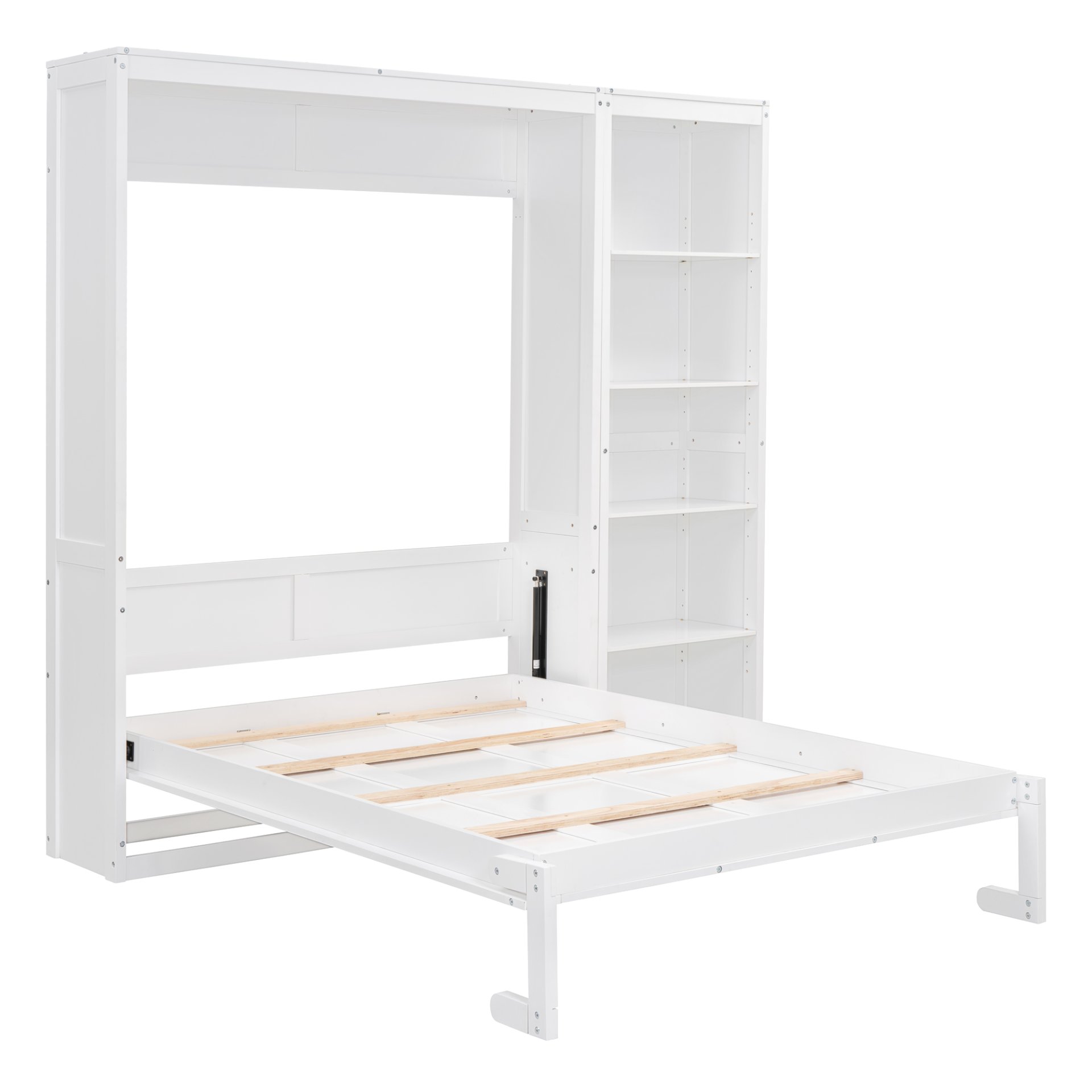 Full Size Murphy Wall Bed With Shelves - White - Image 6