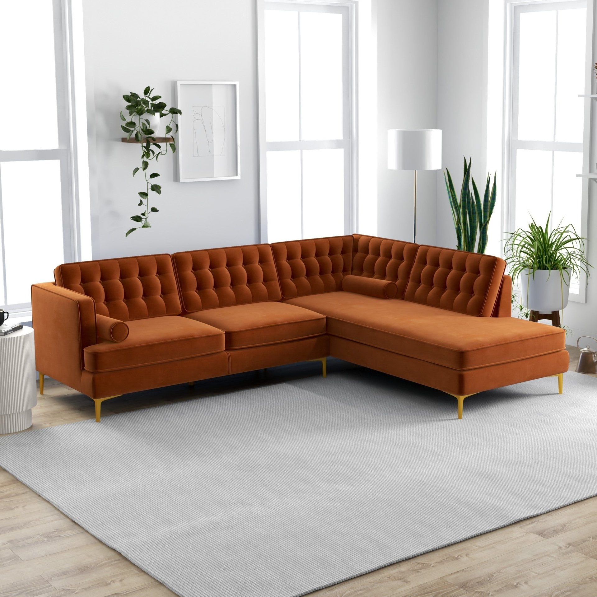 Brooke - Sectional Sofa Right Facing - Orange - Image 9