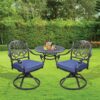 Patio Outdoor Aluminum Dining Swivel Rocker Chairs With Cushion (Set of 2) - Navy Blue - Image 5