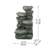 Indoor Outdoor Stone Water Fountain, 4 Tier Polyresin Cascading Rock Bowl Freestanding Fountain With LED Ligh - Gray - Image 3