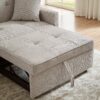 3 In 1 Convertible Sleeper Sofa Bed, Modern Fabric Loveseat Futon Sofa Couch Pullout Bed, Small Love Seat Lounge Sofa Reclining Backrest, Pillows, Pockets, Home Furniture For Living Room - Beige - Image 6