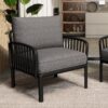 Outdoor Patio Club Chair, Modern Patio Furniture, Waterproof Thick Cushion Deep Seating For Porch, Balcony - Black / Dark Gray - Image 4
