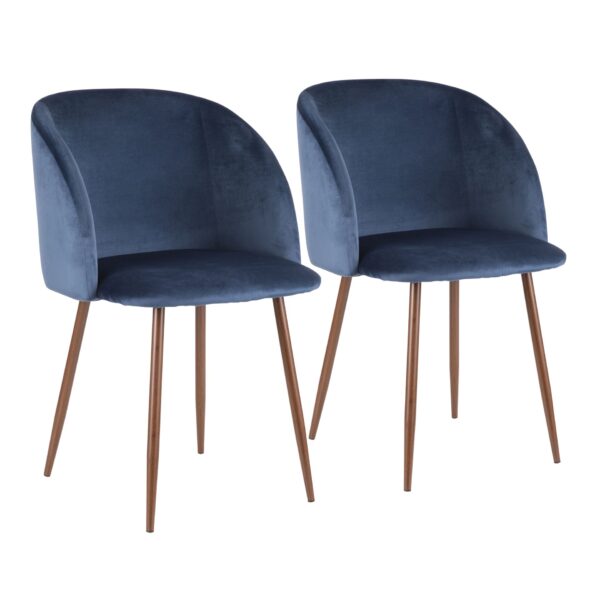 Fran - Contemporary Dining Chair (Set of 2) - Walnut / Blue