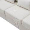 4 Seater Modern Linen Sofa With Armrest Pockets And 4 Pillows, Minimalist Style Couch - Beige - Image 11