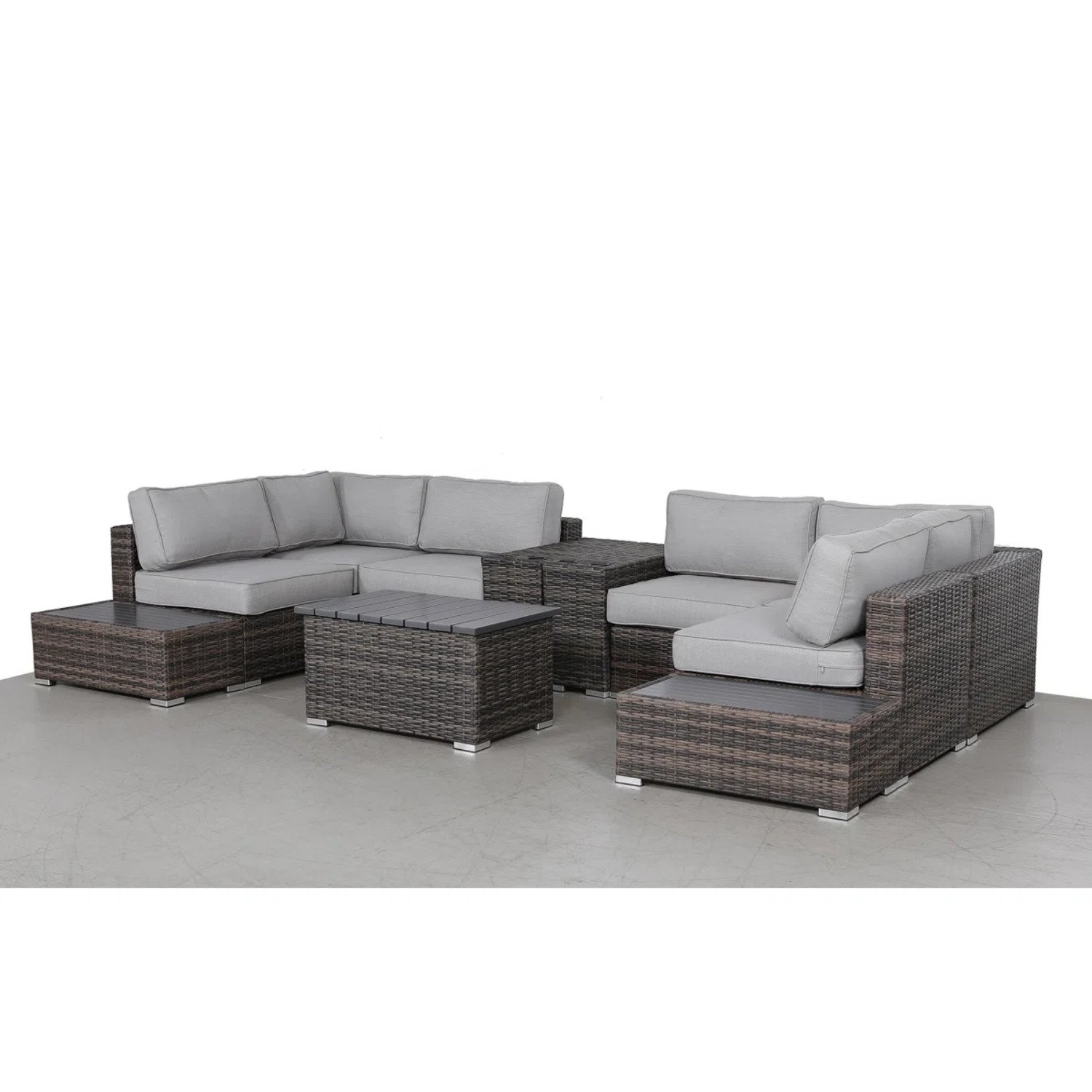 Rattan Wicker Patio Seating Set For 4 With Thick Cushions - Brown - Image 8
