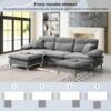 L Shaped Convertible Sectional Sofa 4 Seat Tufted Couch Set With Two Tone Adjust Legs Cloud Movable Ottoman - Gray - Image 19