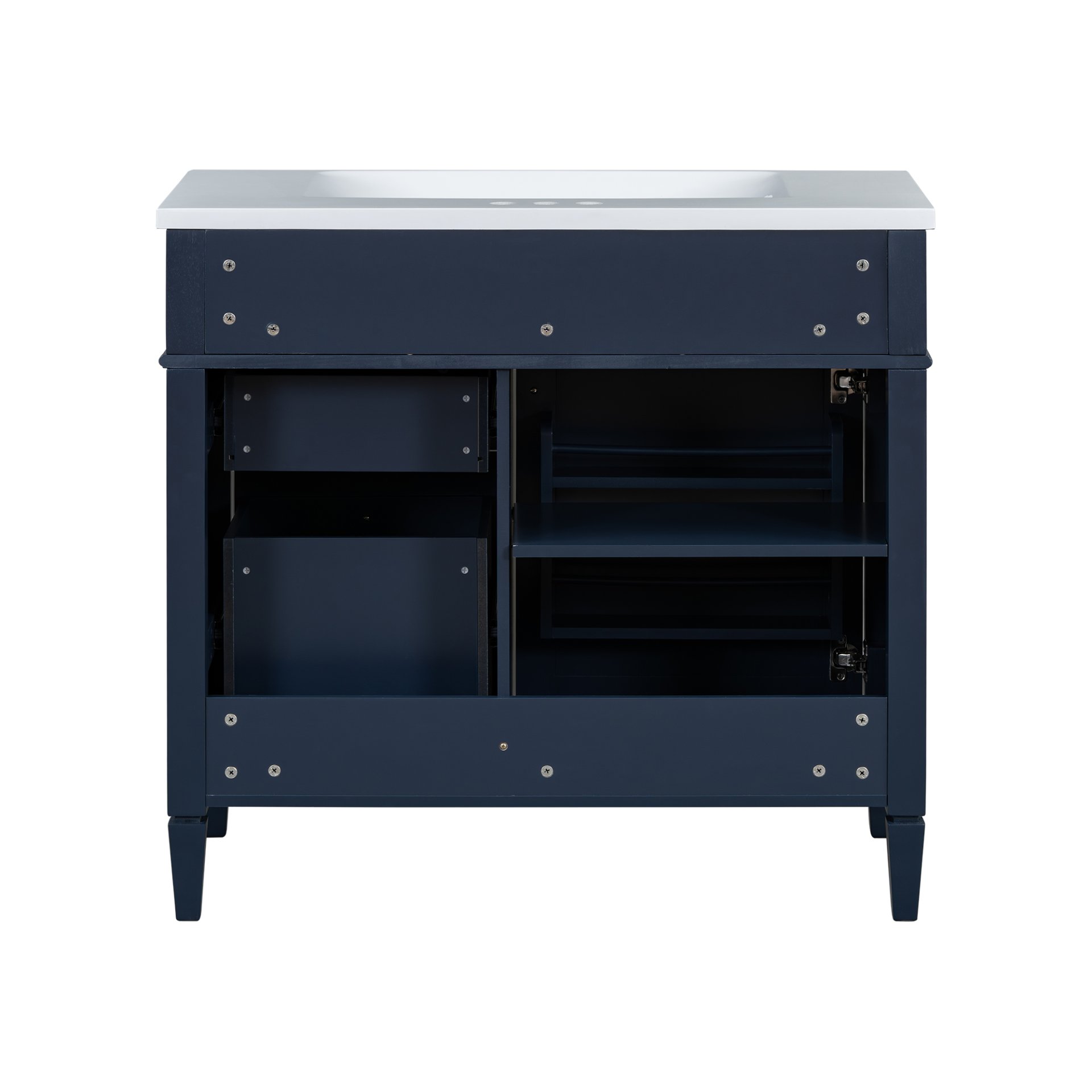 Bathroom Vanity With Top Sink, Modern Bathroom Storage Cabinet With 2 Drawers And A Tip-Out Drawer, Single Sink Bathroom Vanity - Blue - Image 14