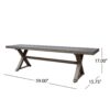 Modern Aluminum Outdoor Dining Bench With X Base - Dark Gray - Image 3