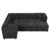 U-Shaped Sectional Sofa Pull Out Sofa Bed With Two USB Ports, Two Power Sockets, Three Back Pillows And A Storage Chaise For Living Room - Black - Image 11