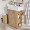 21.6" Bathroom Vanity With Sink And Freestanding Wood Grain Cabinet Featuring Left Door - Wood - Image 5