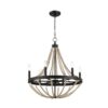 Starry - Chandelier Farmhouse Six Candle Light Wood Beaded Pendant Light For Dining Room - Black / Clear - Image 8