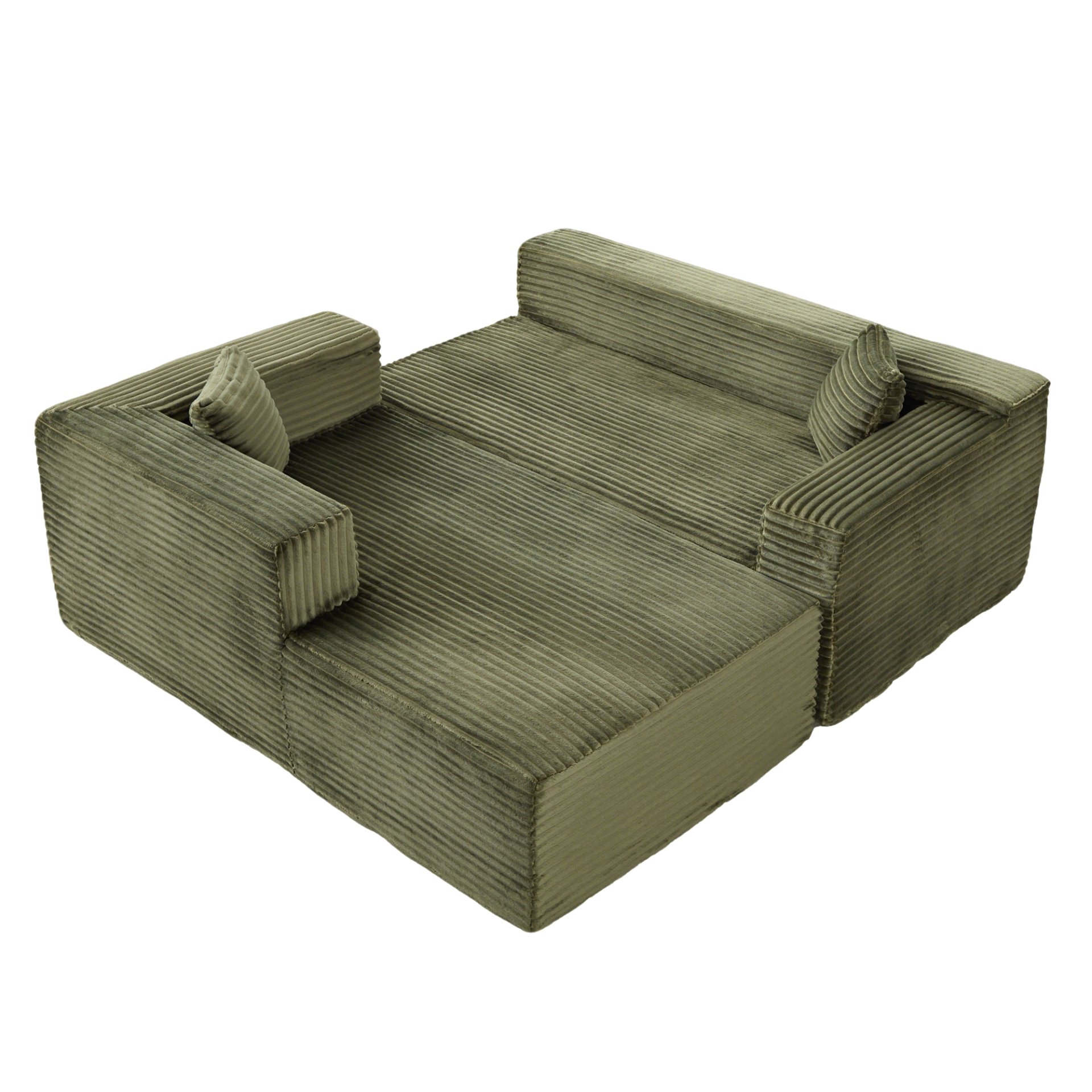 Compression Sectional Couch With Comfy Chaise, Boneless L Shape Sofa With Deep Seat, Minimalist Modular Couches Sleeper - Green - Image 15
