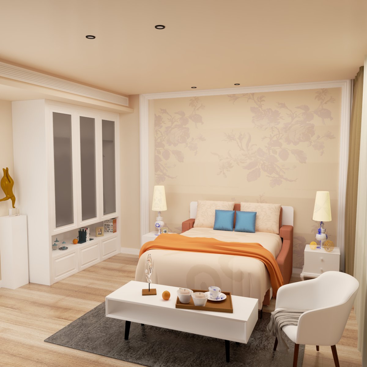 Morden Deisgn Vertical Murphy Bed With Sofa For Bedroom Or Guestroom White Wall Bed Space Saving Hidden Bed With New Style Gas Struts - Orange - Image 7