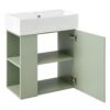 Modern Floating Bathroom Vanity With Ceramic Basin, Perfect For Small Bathrooms, Left Side Storage - Green - Image 16