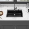Kitchen Sink Granite Composite Drop In Sink With Durable Material - Black - Image 4