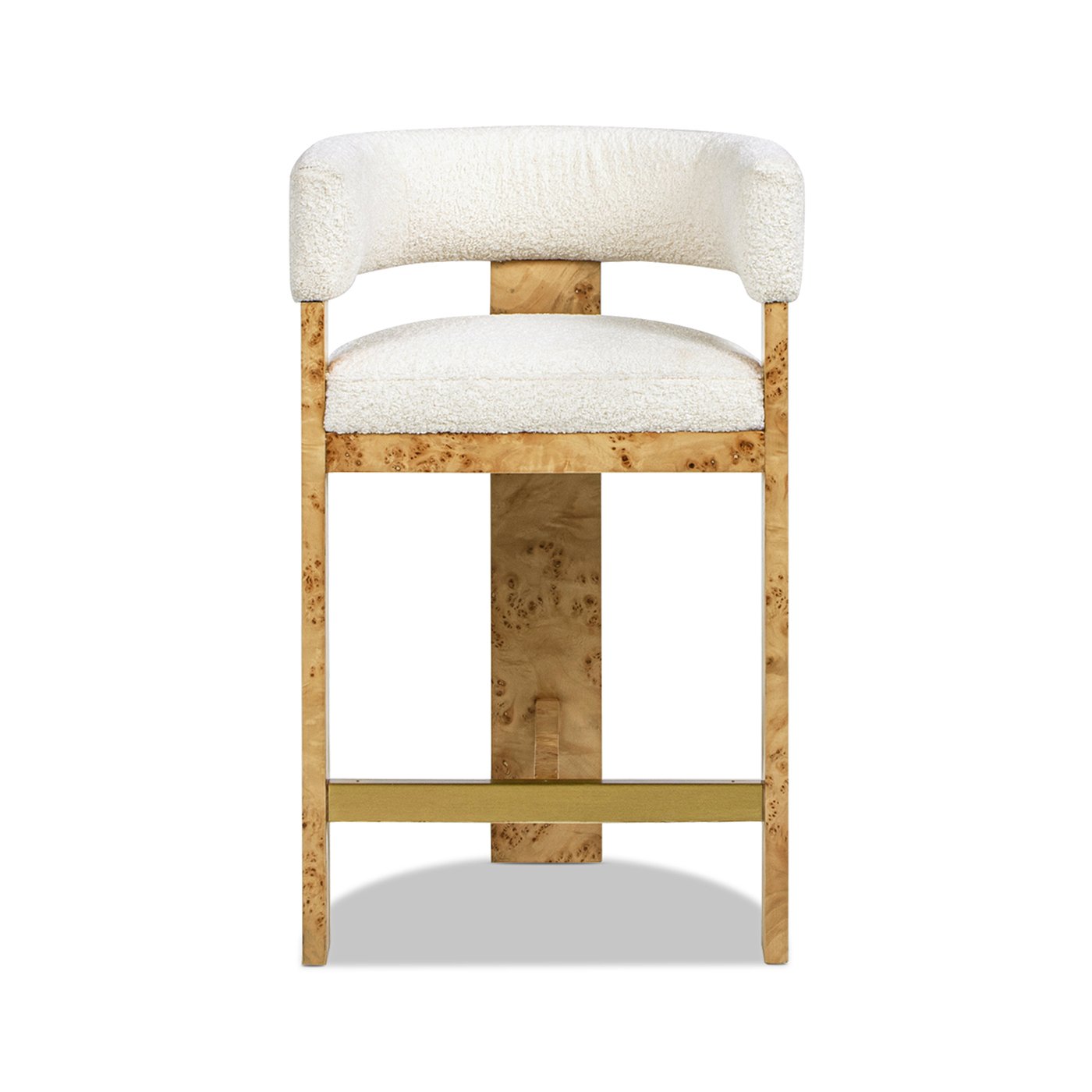 Vavona - Burl Upholstered Barrel Back Counter Height Bar Stool - Polar Off White - Image 5