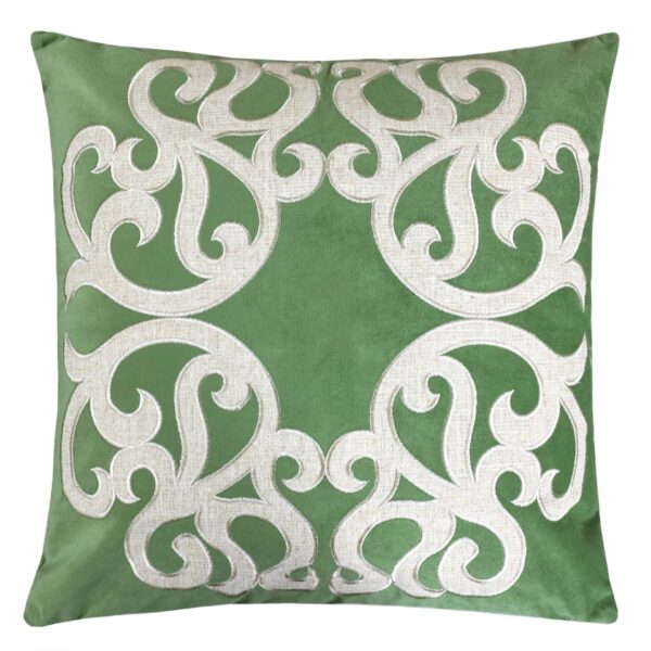 Dora - Vintage Vine Pillow Cover With Matching Back - Green