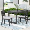 Patio Armless Dining Chair With Laid Back Slat Panel Design - Light Gray - Image 9