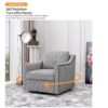 360 Degree Swivel Armchair Cotton Linen Skin - Friendly Fabric Ergonomic Design Brass Nail Decorative Armchair Living Room Chairs Bedroom Chairs Living Room Chairs Black Legs Suitable For Indoor Homes - Gray - Image 10
