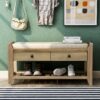 Shoe Rack With Cushioned Seat And Drawers Multipurpose Entryway Storage Bench Wash - Gray Wash - Image 4