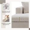 Modern Sectional Sofa With Throw Pillows, Cloud L Shaped Couch Set With Wide 4 Seat Comfy Couch Set With Movable Ottoman - Beige - Image 22