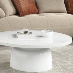 Zaid - Engineering Marble High Gloss Coffee Table - White