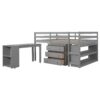 Full Loft Low Study Bed With Cabinet, Shelves And Rolling Portable Desk, Multiple Functions- Gray - Image 9