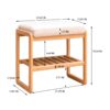 Shoe Bench, Beech Wood Storage Rack Organizer With High Rebound Sponge Cushion - Natural - Image 3