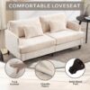 Mid Century Modern Chenille Fabric Loveseat Sofa With Brown Wood Feet, 2 Seat Upholstered Couch For Living Room And Bedroom - Beige - Image 5