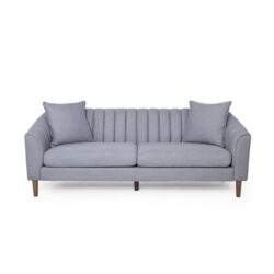 Contemporary 3 Seater Sofa With Plush Accents And Button Tufted Diamond Stitching - Gray