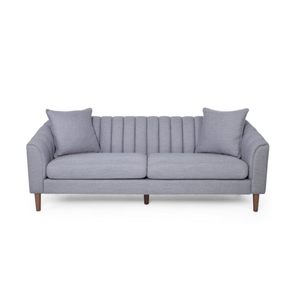 Contemporary 3 Seater Sofa With Plush Accents And Button Tufted Diamond Stitching - Gray
