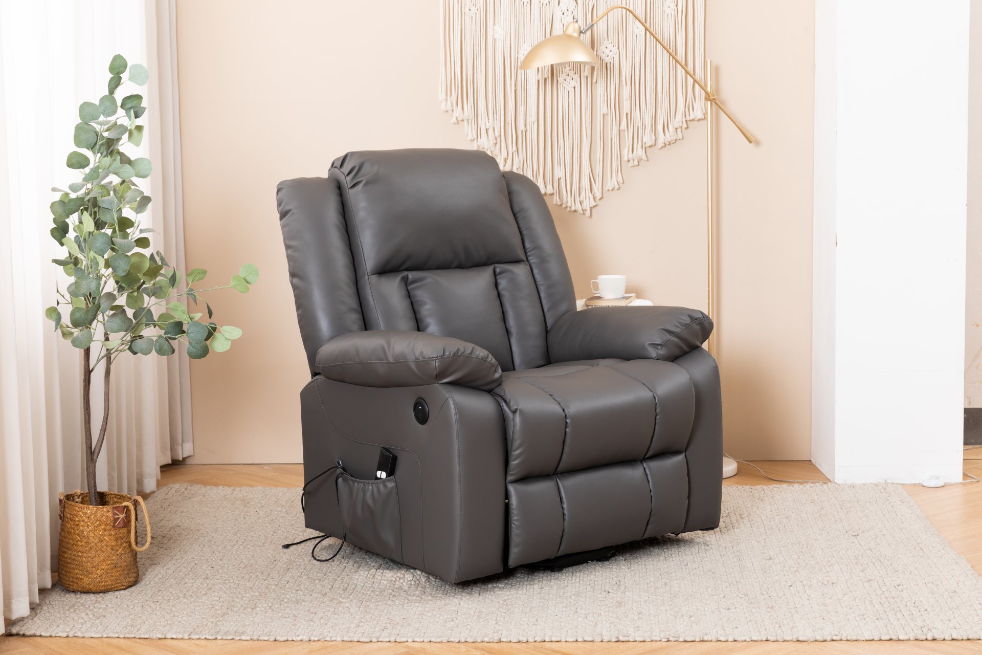 Electric Power Massage Recliner Chair - Dark Gray - Image 21