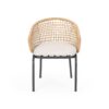 Outdoor Wicker Chair With Powder Coated Iron Legs - Light Brown - Image 4