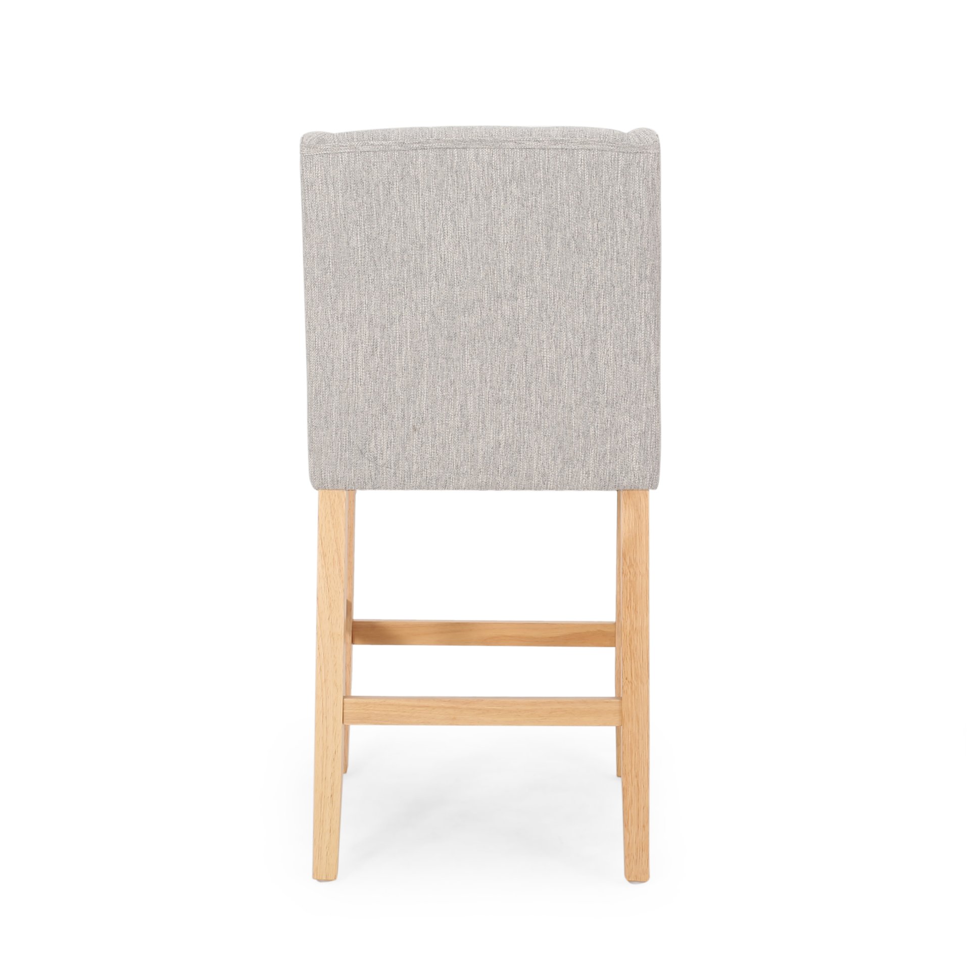 Vienna - Contemporary Fabric Tufted Wingback Counter Stools, (Set of 2) - Light Gray / Natural - Image 12