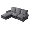 Modern Sectional Technical Leather L-Shaped Sofa Couch With Reversible Chaise Lounge - Dark Gray - Image 11