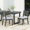 Patio Armless Dining Chair With Laid Back Slat Panel Design - Light Gray - Image 8