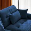 Modern Oversized 2 Seater Sofa With Ottoman Velvet Round Bolster Armrests Waist Pillow And Throw Pillows - Blue - Image 4