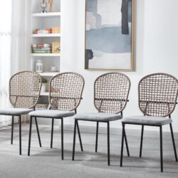 Sennit Chair, Dining Chair, Coffee Chair (Set of 4) - Black / Gray